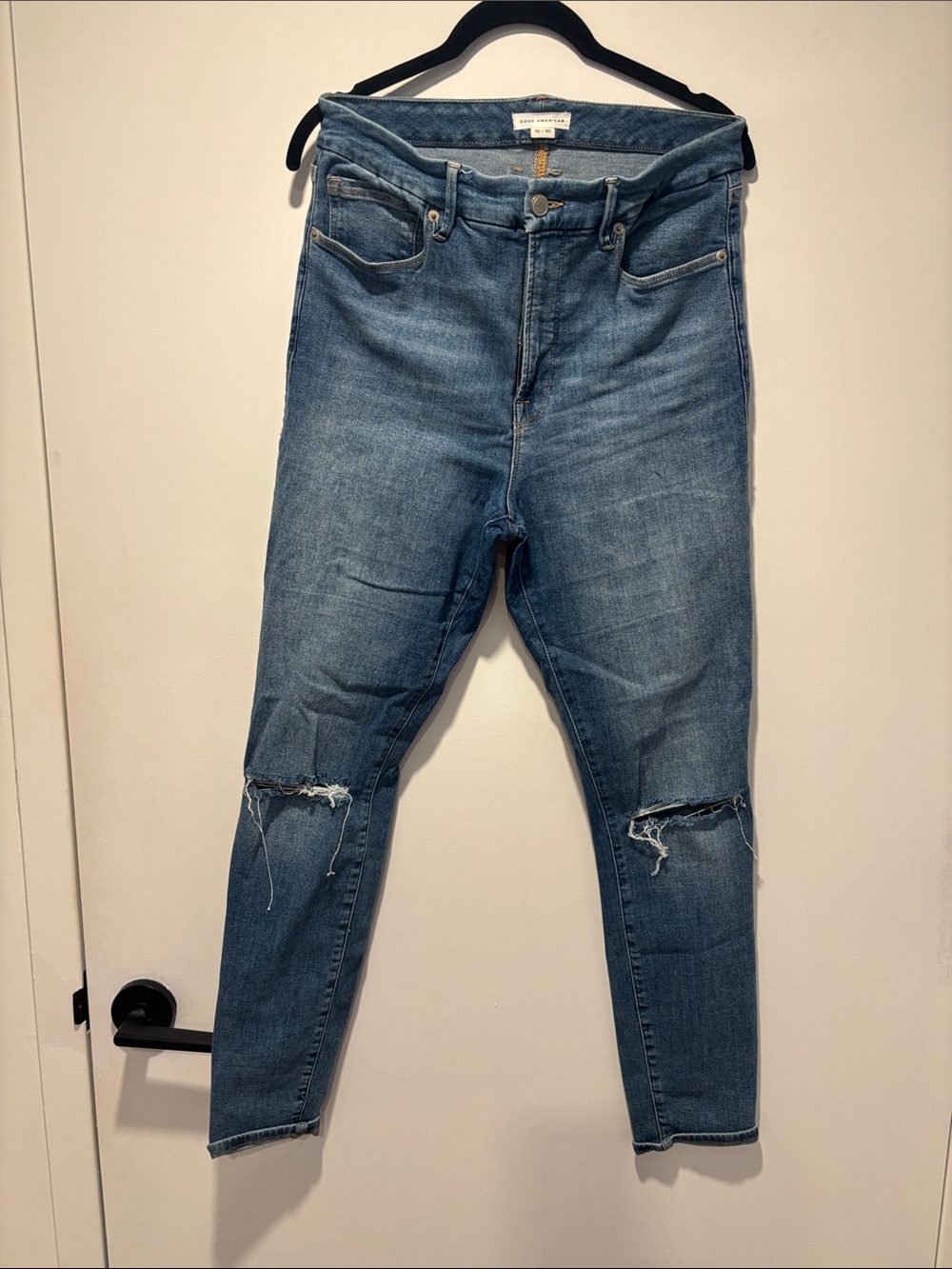 Good American Light Blue Ripped Skinny Jeans
